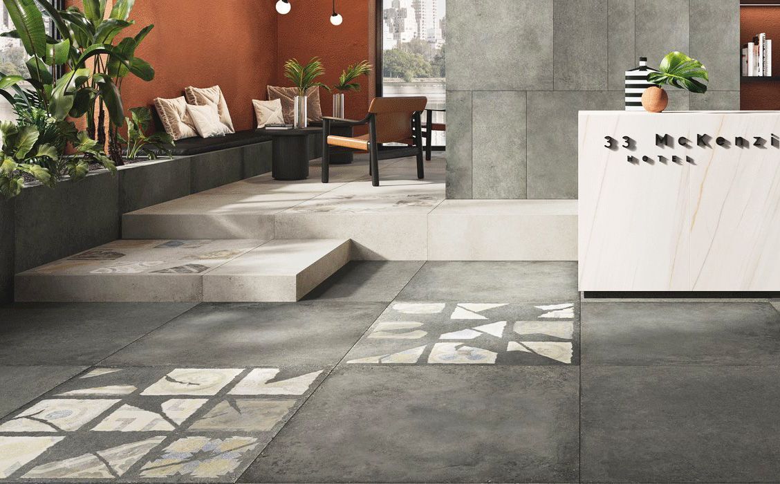 Плитка из керамогранита под бетон Beige 40x80