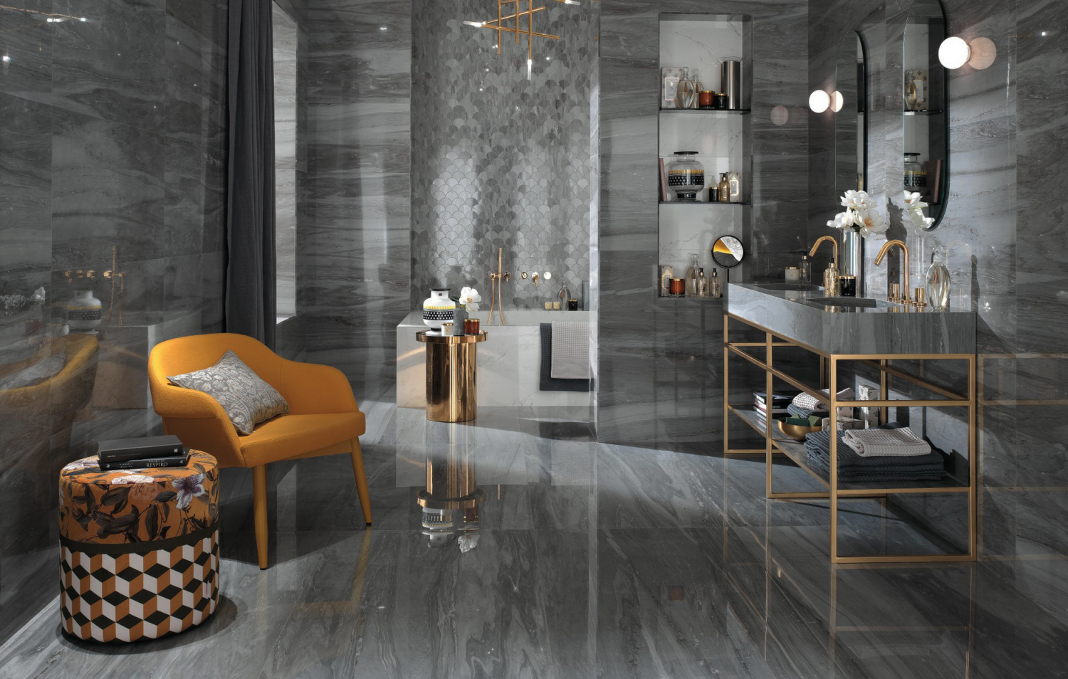 Плитка керамическая с эффектом мрамора 4MDB Marvel Bianco Fantastico 50x110