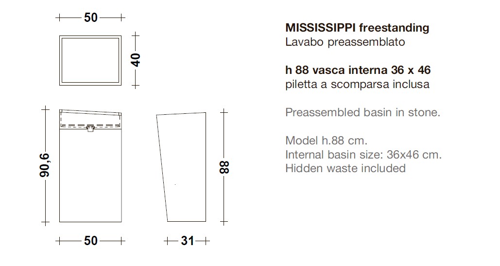 Мраморная раковина Lavabi Mississippi