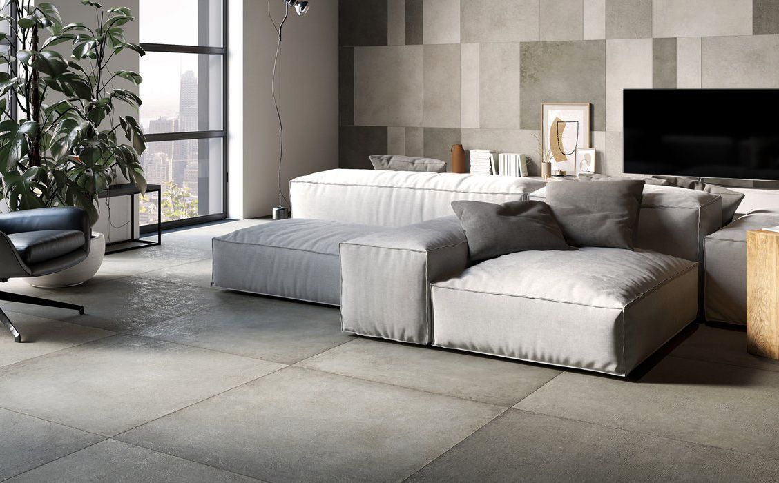 Плитка из керамогранита под бетон Beige 80x80