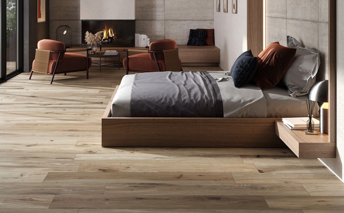 Плитка из керамогранита с эффектом дерева Ecru' Tendina 24x150
