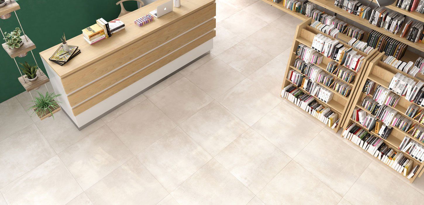 Плитка из керамогранита с эффектом бетона Beige H20 100x100x2