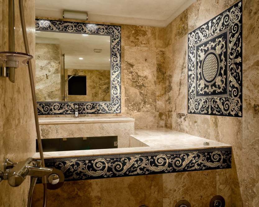 Мраморная плитка Luxurious Selene Composition Biancone Gold