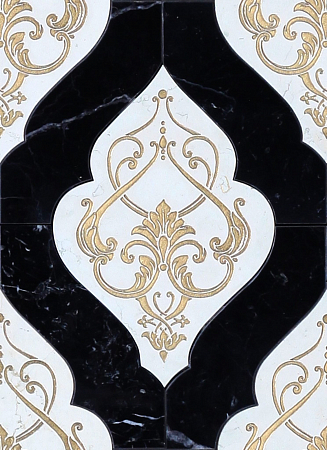 Мраморная мозаика Luxurious Calliope Biancone Gold Nero Marquinia