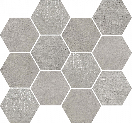Мозаика из керамогранита под бетон Light Grey Esagona Mosaico T12