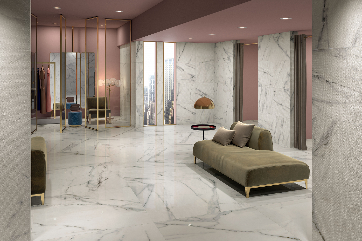Плитка из керамогранита под мрамор Motif Extra Colori Calacatta Silver Trama
