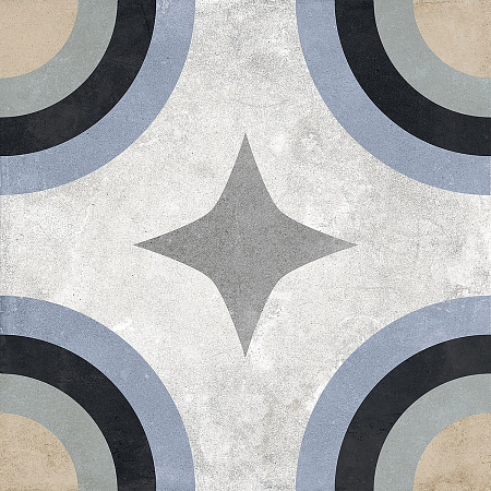 Плитка-декор из керамогранита с эффектом бетона/цемента Blue Dec 02