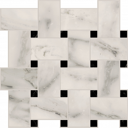 Мозаика из керамогранита под мрамор Motif Extra Tessere Treccia Calacatta Silver E462
