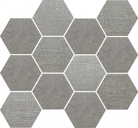 Мозаика из керамогранита под бетон Grey Esagona Mosaico T12