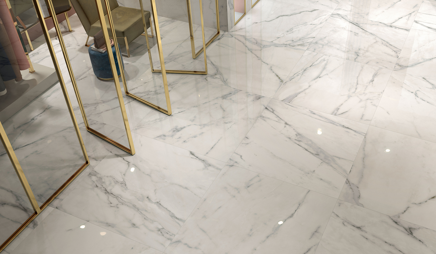 Плитка из керамогранита под мрамор Motif Extra Colori Calacatta Silver Trama