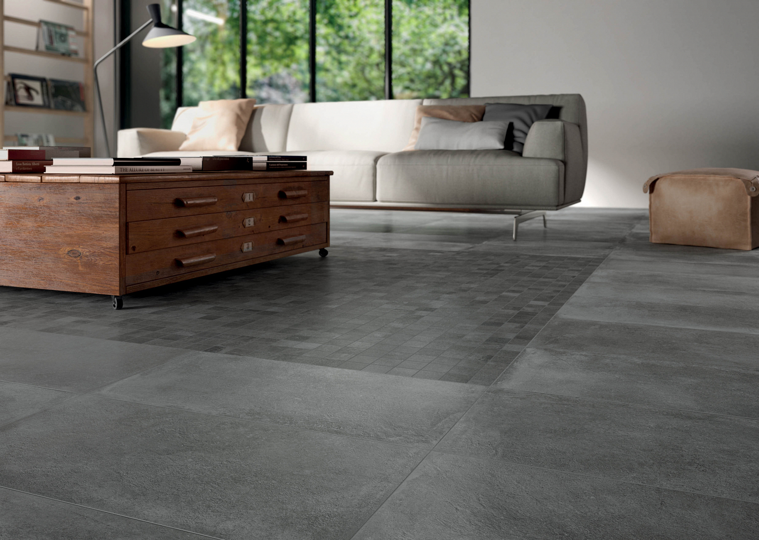 Плитка из керамогранита под бетон Stage Tessere Grey D533