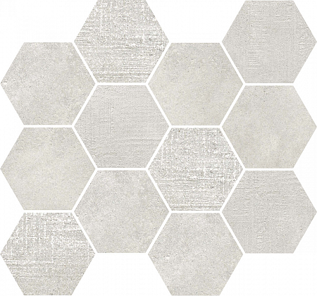 Мозаика из керамогранита под бетон White Esagona Mosaico T12