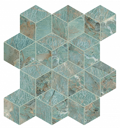 Мозаика из керамогранита под мрамор Foyer Royal I668	FYR.GREEN AMA TESS.ROMBI REFLEX